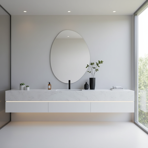 Espejo de Maquillaje de Baño de Vidrio Irregular Dorado Estilo Moderno Vintage, Marco de Aleación de Aluminio, Decoración Personalizada para Sala de Estar, <span class=keywords><strong>Ecoliving</strong></span> - Product Image 3