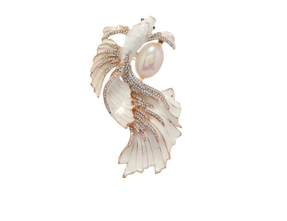 Handmade Jewelry Vintage Pearl Rhinestone Enamel Mermaids Brooch for Women and Men