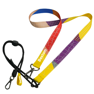 Bestom Custom Logo Dye Sublimation Nylon ID Badge Holder Cotton Eco-friendly Recycled Antibacterial Adjustable <b>Lanyard</b> - Product Image 1