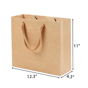 Sac en papier kraft de Noël avec poignées torsadées, impression feuille d'aluminium, sac cadeau artisanal, style plat standard - Product Image 2