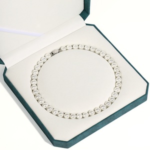 Estuche de Lujo para Collares de Cuero PU y Terciopelo con Perla Octogonal y Caja de Regalo Rectangular para Exhibición de Joyas de Madreperla - Product Image 4