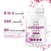 Suplemen senyawa kolagen untuk wanita, 240 kapsul asam hialuronat Vitamin C hidrolisasi Protein peptida Anti Penuaan dewasa