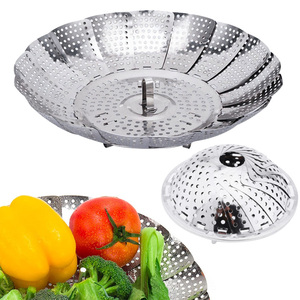 Cesta Vaporera para Verduras, Plegable, Expandible, <span class=keywords><strong>de</strong></span> Acero Inoxidable Premium, Vaporera para <span class=keywords><strong>Cocinar</strong></span> Vegetales - Product Image 1