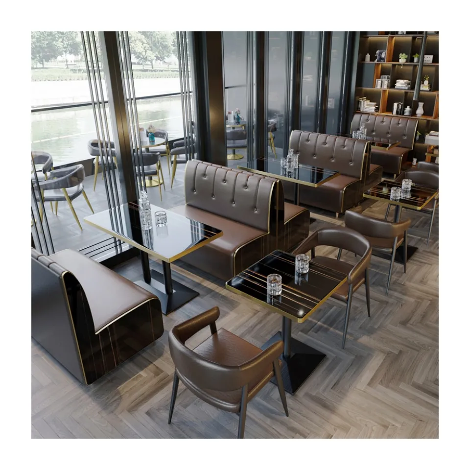 Ristorante cabina in pelle sedie a sedere ristorante moderno mobili da caffè sedia divano Set mobili ristorante Lounge Furniture
