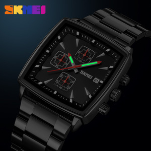 Skmei Square Men's Quartz Watch 30M Waterproof Chronograph Luminous Date Stainless Steel Bracelet - Product Image 2