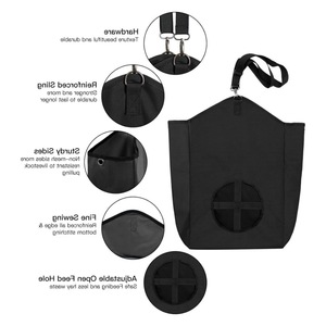 Mangeoire à foin en tissu Oxford noir, 35x17x48cm, trou de distribution lent réglable pour moutons, chevaux, lapins - Product Image 2