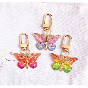 Wholesale Gradient Colorful Butterfly Acrylic Keychain Bag Pendant Decorations for Women Girls Fashion Delicate <b>Key</b> <b>Ring</b> Gifts - Product Image 2