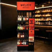 Support d'affichage pour spiritueux en métal sur mesure, présentoir de vente au détail pour whisky sur pied pour exposition en magasin de vins