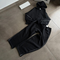 Survêtement baggy déchiré Y2K effet vieilli, motif Spray Monkey, lavage effet neige 3D pour streetwear, sweat à capuche et pantalon de jogging pour homme 100% coton