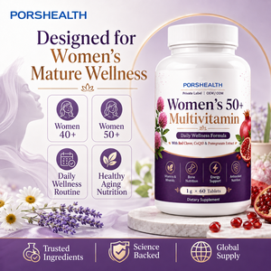 Comprimés multivitaminés pour femmes 50+ Marque Blanche Trèfle Rouge CoQ10 Extrait de Grenade Naturel Sans Gluten Sans Produits Laitiers Soin Quotidien de la Peau - Product Image 4