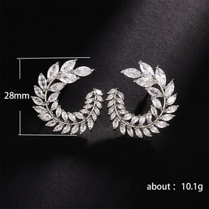 Orecchini a Spirale con Foglie e Cristalli per Donne, Accessori Moda per Uso Quotidiano e Feste - Product Image 5