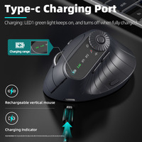 Ratón Ergonómico Vertical Multidispositivo con Ajuste de Funciones, Recargable, Inalámbrico 2.4G y Bluetooth para PC y Tablet