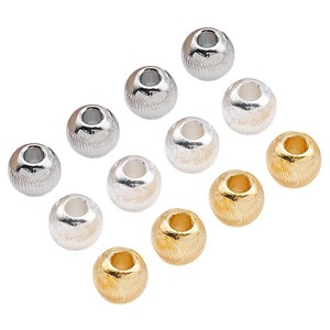 Round <b>Spacer</b> Beads Silver Gold Plated For DIY Jewelry Bracelet Making Accessory 8mm Thick Metal Bead Components - Product Image 5