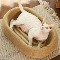 Winners Griffoir et Lit pour Chat en Corde de Chanvre Durable, Bac Ovale Profond et Concave, Conception Tout-en-un, Taille Très Grande, Emballage en Carton