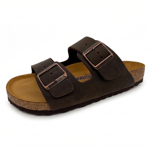 Sandali Classici Stile <span class=keywords><strong>Arizona</strong></span> in Pelle Oliata con Doppio Cinturino, Fibbia Regolabile, Soletta in Sughero, Supporto Arco Plantare, Suola in EVA, Ciabatte Casual Unisex - Product Image 1