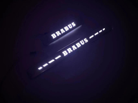 Pour Benz 2019-2023 W463 W464 G63 AMG, éclairage de seuil de porte LED éclairé, bande en fibre de carbone, pédale de bienvenue en fibre de carbone