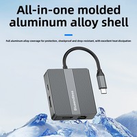 Estación de acoplamiento de tres pantallas y 7 puertos Tipo-C con USB 2.0, 2 USB 3.2, Gigabit Ethernet y 4K60Hz para expansión de portátiles
