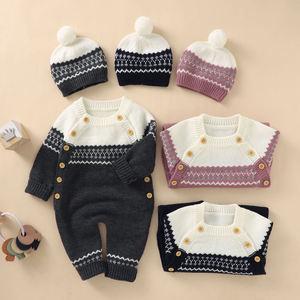 <strong>Baby</strong> Romper <strong>Winter</strong> Autumn Long Sleeve Newborn Boy Girl <strong>Clothes</strong> Infant Knitted Jumpsuit+ Hat Outfits Warm Kid Toddler Clothing - Product Image 2