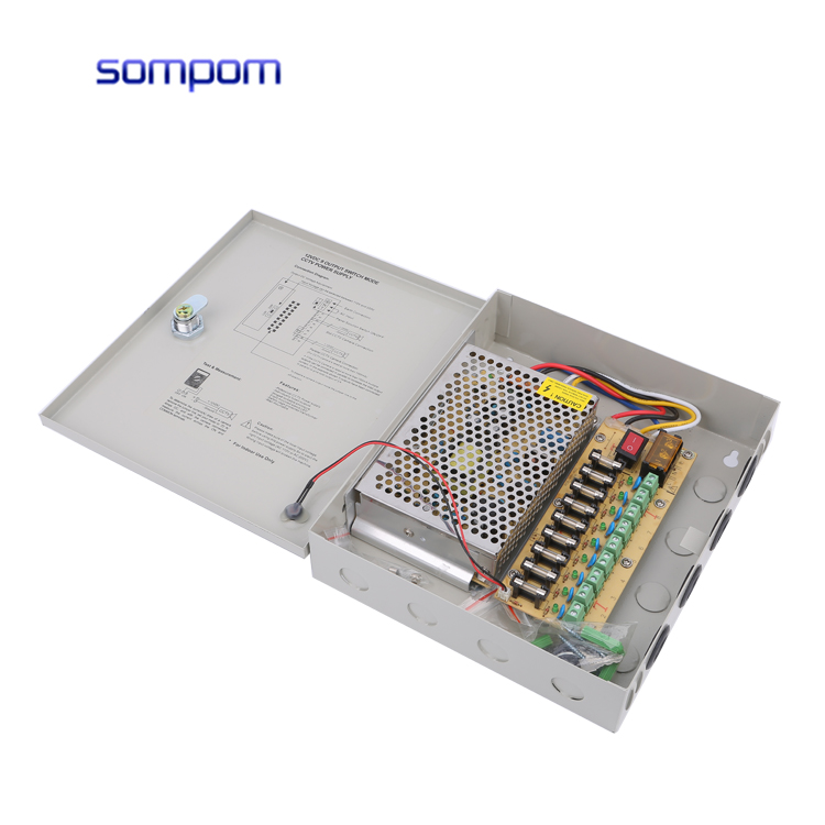 Sompom высокой эффективности 12V 5A 9Ch CCTV Блок питания для камеры видеонаблюдения