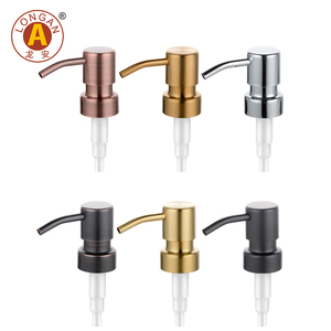Dispensador de Bomba para Champú Líquido de Lujo, <span class=keywords><strong>Precio</strong></span> de Fábrica, 24 410, Rosca Plateada, Bomba de Loción de Acero Inoxidable Negro para Botellas de Cosméticos - Product Image 1
