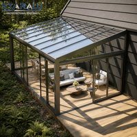 Véranda en aluminium à haute efficacité énergétique avec verre isolant, structure moderne et vue panoramique pour maisons contemporaines et espaces de jardin