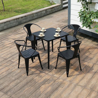 Métal + plastique recyclable bois Tables à manger d'extérieur ensemble de mobilier d'extérieur Tables basses en bois Chaises