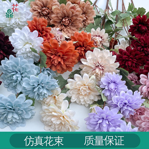 Fleur de chrysanthème en soie à six têtes, longueur 82 cm, diamètre 11 cm, décoration d'intérieur, fleurs artificielles, couleurs mélangées, toucher naturel - Product Image 5