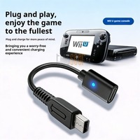 Câble de charge USB-C noir Tideseer de 10 cm avec voyant lumineux bleu pour console de jeu Nintendo Wii U