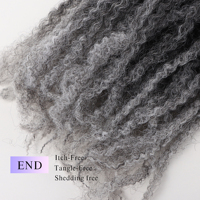 Extensions synthétiques au crochet de 18 pouces, gris doux, style Cuban Twist, Ombré, tresses Marley, Afro Kinky Twist