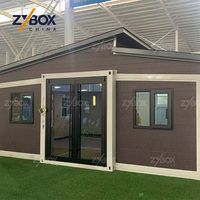 ZYBOX AU Maison Modulaire Préfabriquée de Luxe, Conteneur Extensible 20ft 40ft avec Toit en Pente et Porche, Maisons Conteneurs