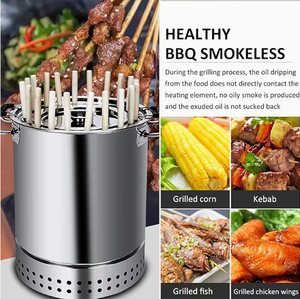 <span class=keywords><strong>Barbecue</strong></span> et <span class=keywords><strong>foyer</strong></span> extérieur - Grand poêle multifonction en acier inoxydable, four <span class=keywords><strong>vertical</strong></span> sans fumée pour cuisson au bois et chauffage intérieur/extérieur - Product Image 3