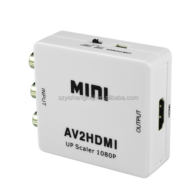 Wholesale Mini Scaler HD 1080P CVSB L/R Video RCA Signal AV to HDTV Converter for TV DVD Game Console Projector AV2HD Adapter