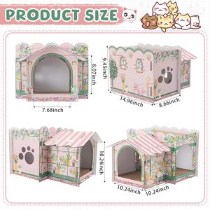 <span class=keywords><strong>Casa</strong></span> <span class=keywords><strong>de</strong></span> Cartón <span class=keywords><strong>de</strong></span> 2 Pisos para Gatos con Rascador para Gatitos Pequeños, Conejos y Animales Pequeños, Regalo <span class=keywords><strong>de</strong></span> Navidad o Cumpleaños - Product Image 6