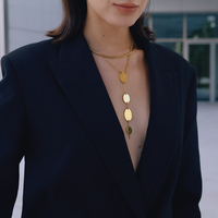 Collier en Y J&D en métal massif, géométrique triangulaire, en acier inoxydable plaqué or 18 carats PVD, classique, cadeau pour femme