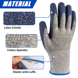 Venta al por mayor de guantes de seguridad de alta resistencia de látex arrugado de algodón y LICRA guantes de seguridad para equipos de trabajo - Product Image 2