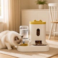 Distributeur automatique d'eau et de nourriture pour chat 2-en-1 avec design oreilles de chat étanche IPX5 - 580g