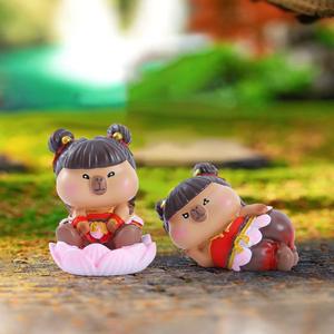 Moodeng Wo hippo ของเล่นอารมณ์ขนาดเล็กกล่องปริศนาเรซินอีพ็อกซี่เรซินประดับโต๊ะ - Product Image 3