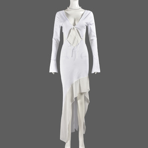 Nuovo seno aperto a maniche lunghe con scollo a V cava piccola signora alta Sexy e <span class=keywords><strong>attillato</strong></span> Club coreano stringato abito lungo per le donne - Product Image 5