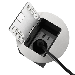 Nuevo Enchufe <span class=keywords><strong>de</strong></span> Corriente Circular Negro Empotrado con Estándar Europeo, Interfaz USB, Caja <span class=keywords><strong>de</strong></span> Enchufe <span class=keywords><strong>de</strong></span> Acero Inoxidable - Product Image 3