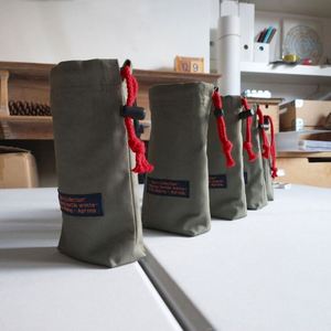 Sac en toile de lin et coton vert avec logo personnalisé imprimé / Sac à cordon en toile - Product Image 2