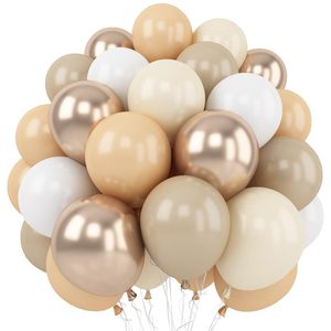 60 paquets de ballons bohèmes beiges doublement garnis de 12 pouces avec des ballons métalliques chromés champagne nude crème neutres pour fête prénuptiale - Product Image 1