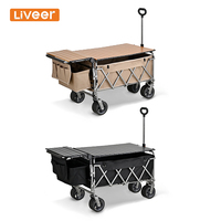 Chariot de camping pliable robuste 500L grande capacité, chariot de transport extérieur pliable avec poignée réglable, personnalisable OEM