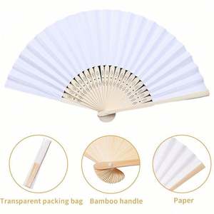 Custom Logo White <b>Paper</b> <b>Hand</b> <b>Fan</b> Bamboo Folding Handheld <b>Paper</b> Folded Printing Bride Wedding Party Bamboo Fabric <b>Hand</b> <b>Held</b> <b>Fan</b> - Product Image 3