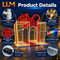 Boîte cadeau double Luming de 4 m de haut avec éclairage LED et cadre en aluminium peint pour motif lumineux de Noël