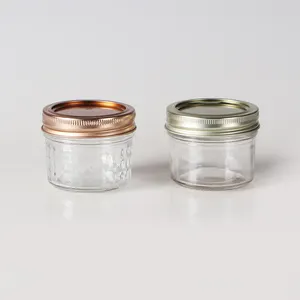 100ml wholesale cheap price mini 4oz glass wide mouth candle jars with metal split lid