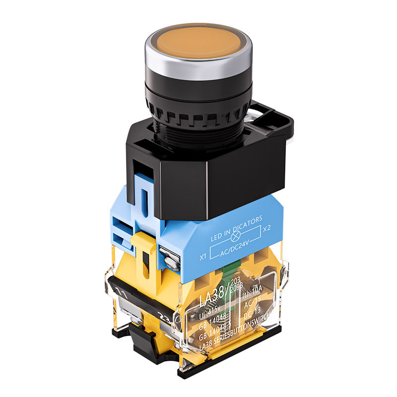 LA38-11D Self-Locking Self-Resetting 22MM Brass Mechanical Momentary Button Switch 10A Max. Current 1NO1NC Screw Terminal