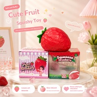 Groot formaat realistisch schattig perzik-aardbei PVC-knijpspeelgoed, superzachte fruitvormige ornamenten voor stressverlichting, 3+ jaar
