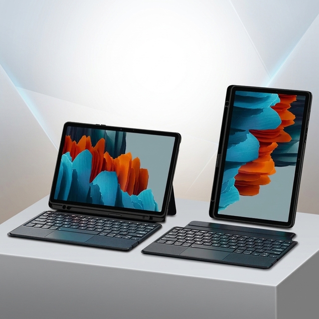 New for for Tab S7 11" Wireless RGB Backlit Touchpad Slim Leather Keyboard Case with Pen Holder and 7 Colors
