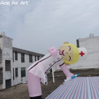 Tube d'infirmière gonflable homme pour la publicité hospitalière agitant le caractère d'infirmière heureux de danseur de ciel gonflable pour les promotions médicales