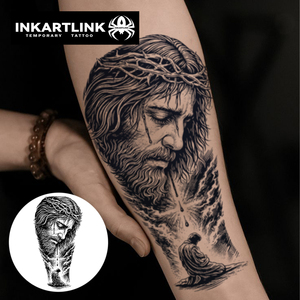 INKARTLINK - Tatuaje Temporal Personalizado <span class=keywords><strong>de</strong></span> Jesús con Corona <span class=keywords><strong>de</strong></span> Espinas, Resistente al Agua, <span class=keywords><strong>de</strong></span> Larga Duración (1-2 Semanas), Tinta Jagua - Product Image 2
